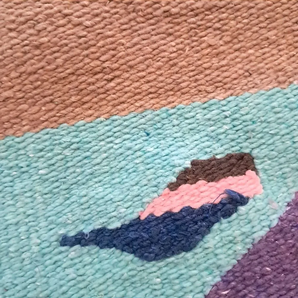 Vintage Mexican Pastel Houses church Wall Hanging decor Tapestry southwest woven
